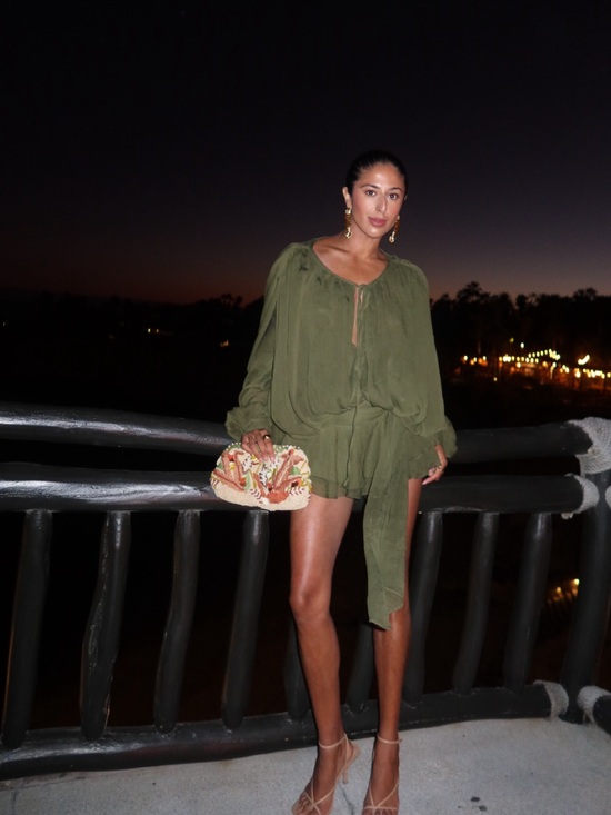 Lioness Dresses & Skirts - Olive Green Long Sleeve Tie-Waist Mini Dress